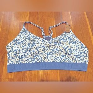 NWT Blue and White Floral PINK Sports Bra